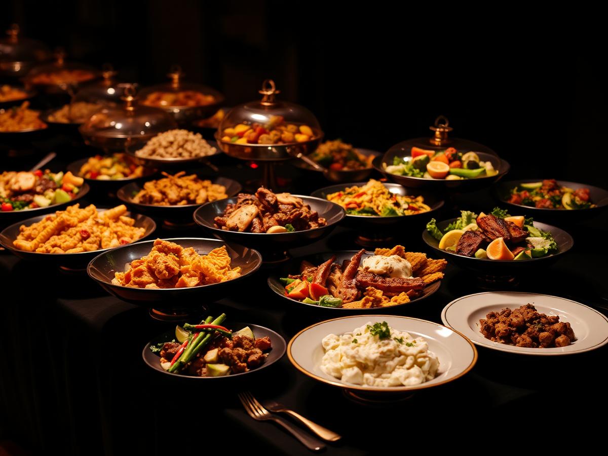 Luxury catered buffet with African and international dishes